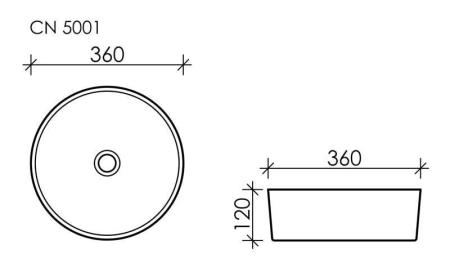 Умывальник чаша накладная круглая Element 360x360x120мм