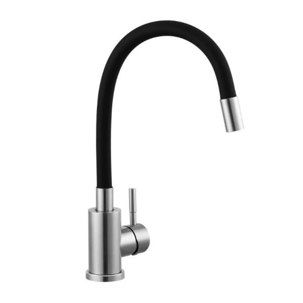 Смеситель KNOTLOR STREAMLINE SS-02, с гибким изливом сатин