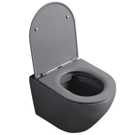 Унитаз ABBER BEQUEM AC1101MG подвесной серый матовый, безободковый