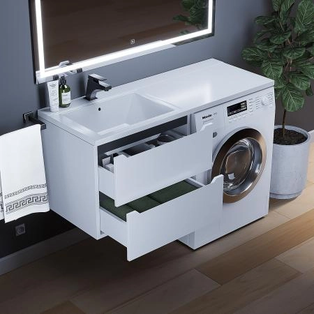 Тумба под стиральную машину Uperwood Tanos 60 см, подвесная, белый/графит