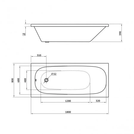 Ванна BERGES NELU 50024 акриловая 180x80 с каркасом