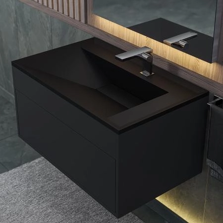 Раковина кварцевая Uperwood Lotus Quartz, 80 см, черная матовая, космос