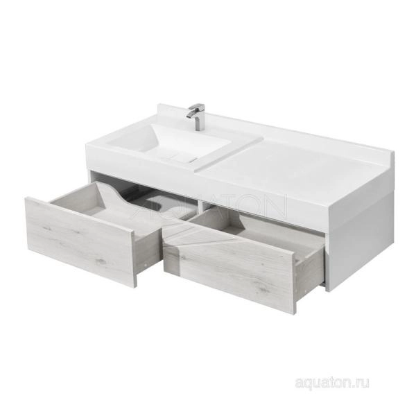 Тумба под раковину Aquaton Сакура 1A219701SKW80 120 с ящиком ольха наварра, белый глянец