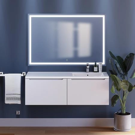 Тумба под раковину для ванной Uperwood Tanos 120 см, подвесная, правая, белый