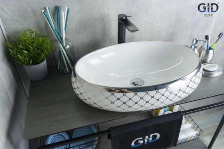 Раковина Gid Nc262 60x41 на столешницу белый/хром