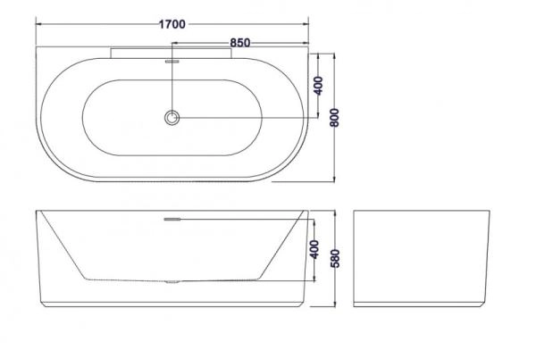 Ванна Esbano отдельностоящая Aruba 170x80x58