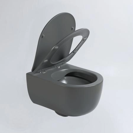 Унитаз подвесной Vincea Evo VT1-34SMA безободковый, цвет антрацит матовый, ультратонкое soft-close сиденье