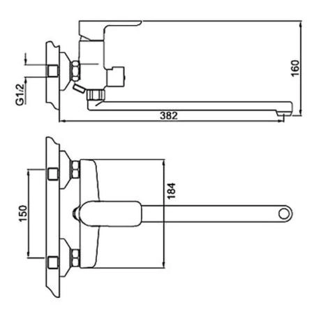 Смеситель Gappo G2248 для ванны длинный излив  белый/хром