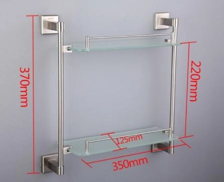 Полка для ванной стеклянная Gappo G1707-2 2-ярусная, 425 мм сатин