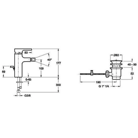Смеситель Jacob Delafon STRAYT E98338-CP для биде хром с донным клапаном