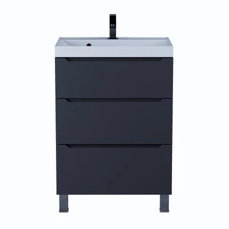 Тумба под раковину для ванной для ванной Uperwood Tanos 60 см, напольная, черная матовая, 3 ящика