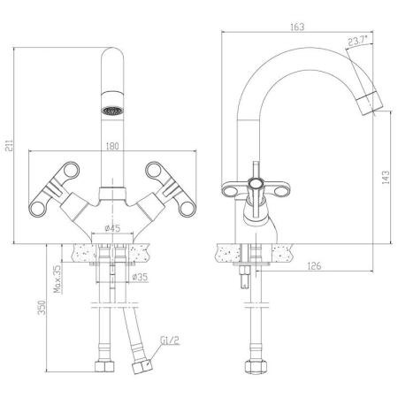 Смеситель Rossinka RS42-62 для раковины