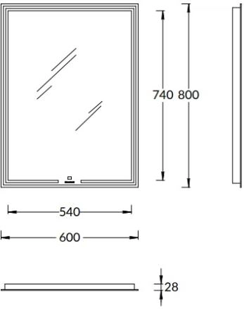 Зеркало Kerama Marazzi MIO МИО MIO.mi.60\WHT  прямоугольное с диммером 60, белое