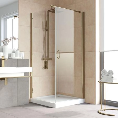 Душевой уголок Vegas-glass EP-Fis LUX 90*80 05 01 R, профиль бронза, стекло прозрачное