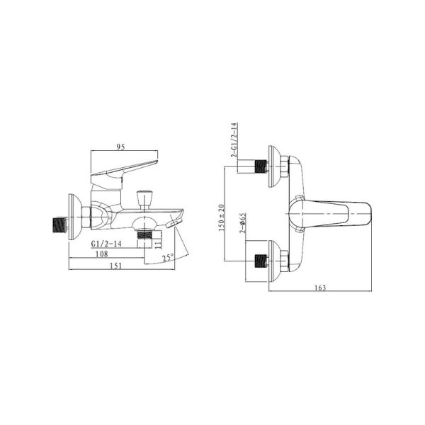 Смеситель Bien Via BB01019102 для ванны хром