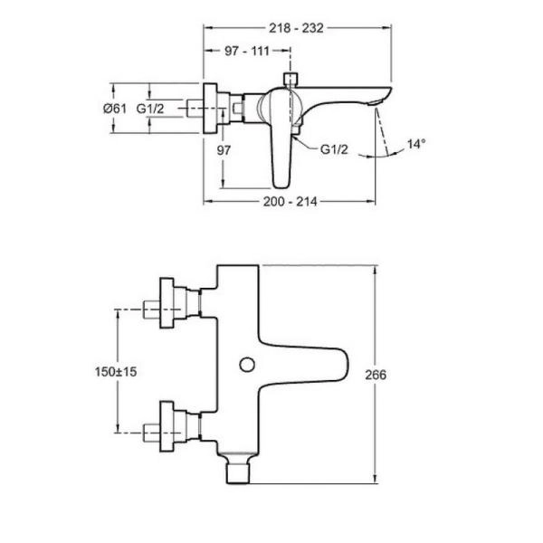 Смеситель Jacob Delafon ALEO+ E72320-CP для ванны хром