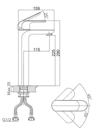 Смеситель для раковины высокий D&K Venice Gondola (DA1022018)