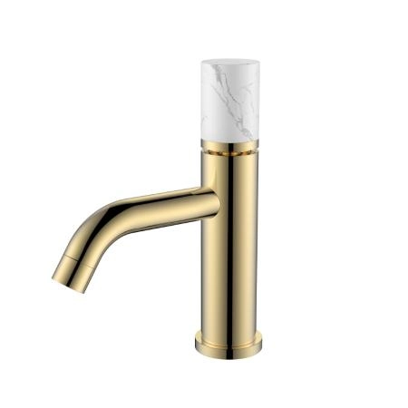 Смеситель STICK Boheme для умыв.низ.GOLD MRAMOR WHITE_Комплект 121-G-MR-W