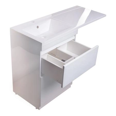 Тумба под раковину Style Line Elfante Даймонд 120 напольная, glass, Люкс белая, PLUS