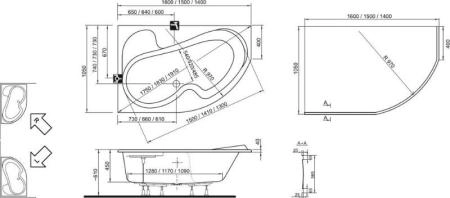 Ванна Ravak Rosa I 140x105 P без гидромассажа акрил