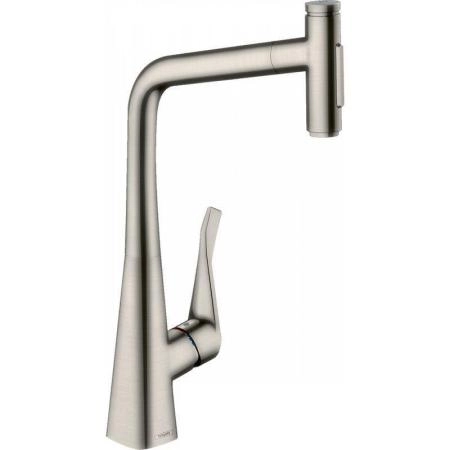 Hansgrohe 73820800 Metris Select Смеситель для кухни 320 мм, 2 режима, выдвижной излив, сталь