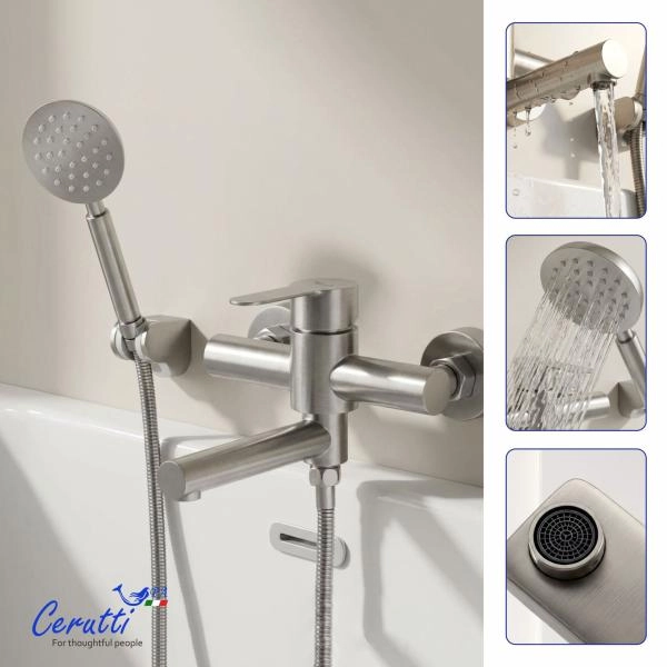 Смеситель для ванны Ceruttispa Овидио VBN (OVIDIO VBN) из нержавеющей стали, цвет матовый никель