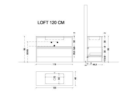 Ящик под консоль Boheme LOFT 120 dark wood, 1 Полка Boheme 894-120-D