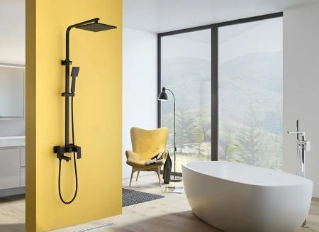 Душевая система ABBER Daheim AF8216B с изливом, черная матовая