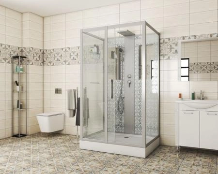 Душевая кабина Niagara Luxe NG-7711WBK (900x1200х2100) низкий поддон стенки БЕЛЫЕ БЕЗ КРЫШИ