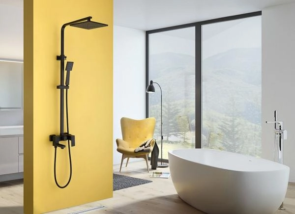 Душевая система ABBER Daheim AF8216B с изливом, черная матовая