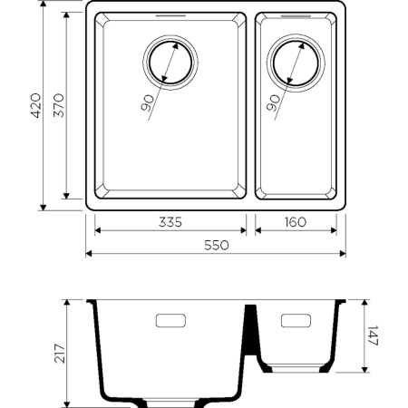 Кухонная мойка Omoikiri Kata 55-2-U-GR 4993390, 540х420, Leningrad Grey