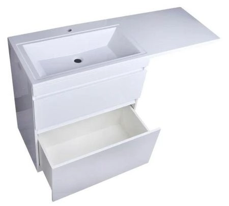 Тумба напольная Style Line Даллас 140, 2 ящика, Люкс белая, PLUS