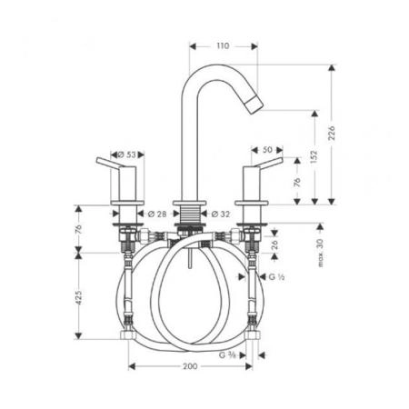 Hansgrohe Focus Смеситель для раковины 100, на 3 отверстия, с донным клапаном, цвет: хром