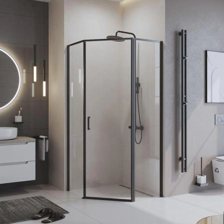 Душевой уголок BelBagno UNO-195 100x100 прозрачное стекло 5 мм профиль черный матовый UNO-195-P-1-100-C-NERO