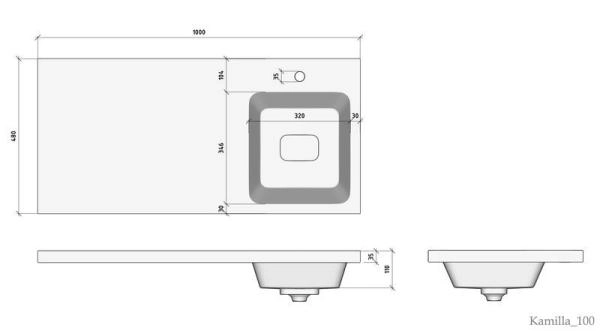 Раковина над стиральной машиной Madera Kamilla 100, правая