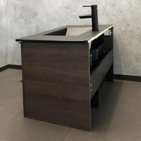 Тумба с черной раковиной Comforty Франкфурт-90 дуб шоколадно-коричневый