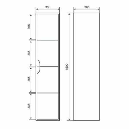 Шкаф-пенал для ванной Uperwood Modul, подвесной, с дверцами, матовый, белый
