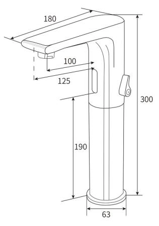 Электронный смеситель beWash Photocell BWAM1BH8038 для раковины черный, 220В/6В