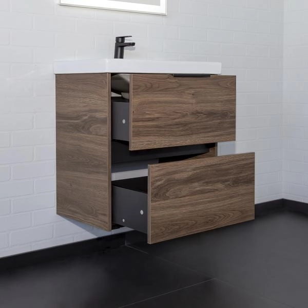 Тумба с Раковиной Comforty Селенга-60 00-00021874 Дуб тёмно-коричневый с раковиной CF19696BX-60