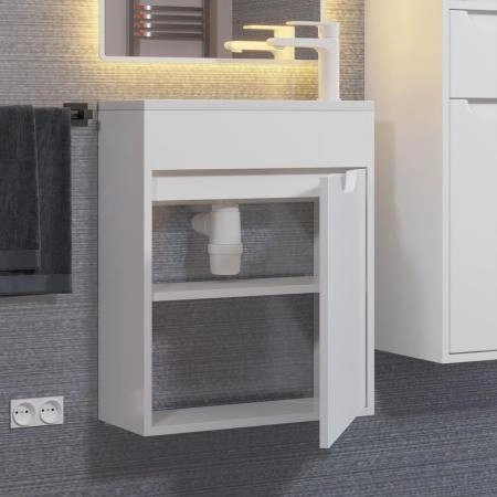 Тумба с раковиной для ванной Uperwood Modul 50 см, подвесная, матовая, белая