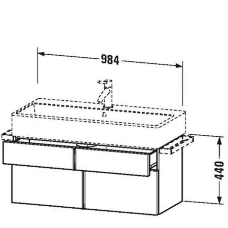 Duravit VA Тумба подвесная 98.4x43.1х44.1см., с раковиной, 1 выдв.ящик, цвет: Oak Cashmere