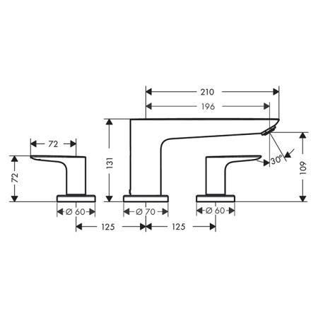 Hansgrohe Talis E Смеситель на борт ванны , на 3 отв., цвет: хром