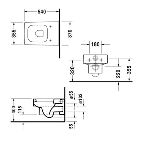 Duravit Vero Унитаз подвесной 370x545 мм, цвет: белый  (старый арт. 2217090064) (Снято с пр-ва)