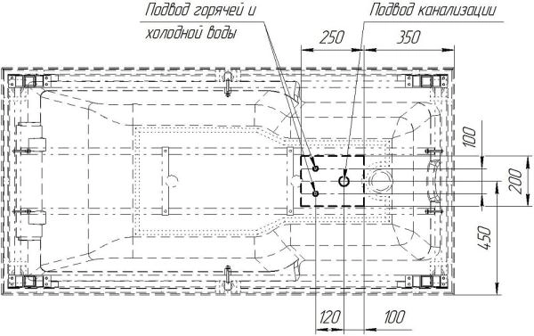 Ванна "РУСИЛЬОН" (чаша, рама-подставка на декоративных ножках, подголовник, исполнение хром)