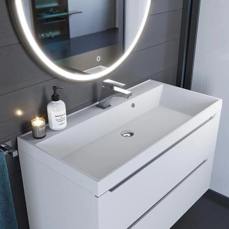 Раковина кварцевая Uperwood Classic Quartz 90 см, белая матовая, жасмин