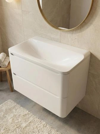 Раковина Uperwood Ocean Rocean80wg0 полувстраиваемая 80 см без отверстия под смеситель белая глянцевая