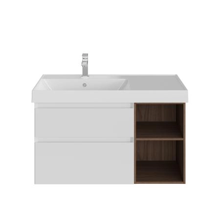 Тумба Kerama Marazzi CUBO КУБО CUB.90.2Lh\WHTM.N левая подвесная с ящиками 90, белая матовая-древесная