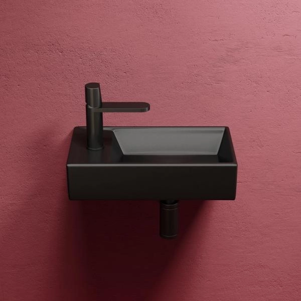 Умывальник подвесной прямоугольный (чаша справа, отверстие под смеситель слева) цвет черный матовый Element 407x217x100