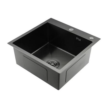 Кухонная мойка Gappo GS5050-6 500x500x215mm 0.8мм с коландером Черный