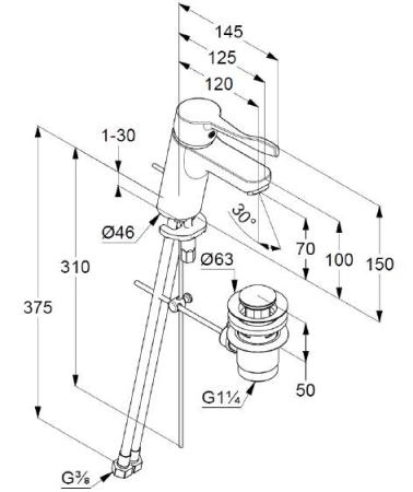 Смеситель для раковины Kludi Pure&Easy 372840565
